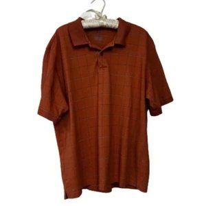 IZOD Golf Polo Shirt Button Up Short Sleeve Plaid Orange XL